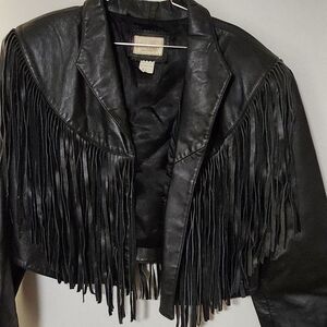 Black Fringe Leather Jacket